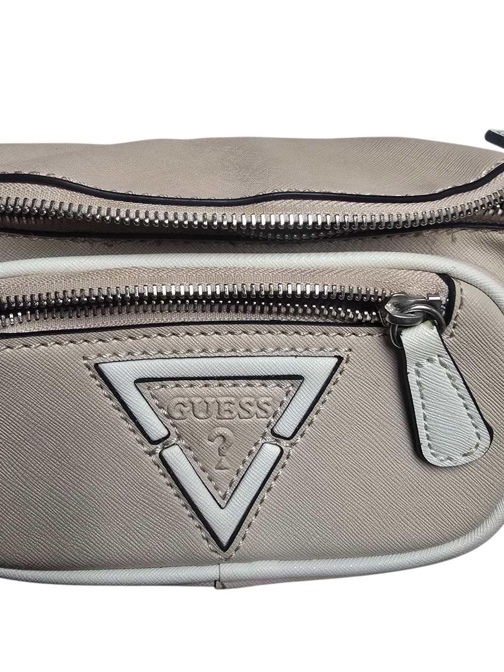 GUESS Triangle Logo Beige Sling Bag Crossbody Belt Bag Fanny Pack